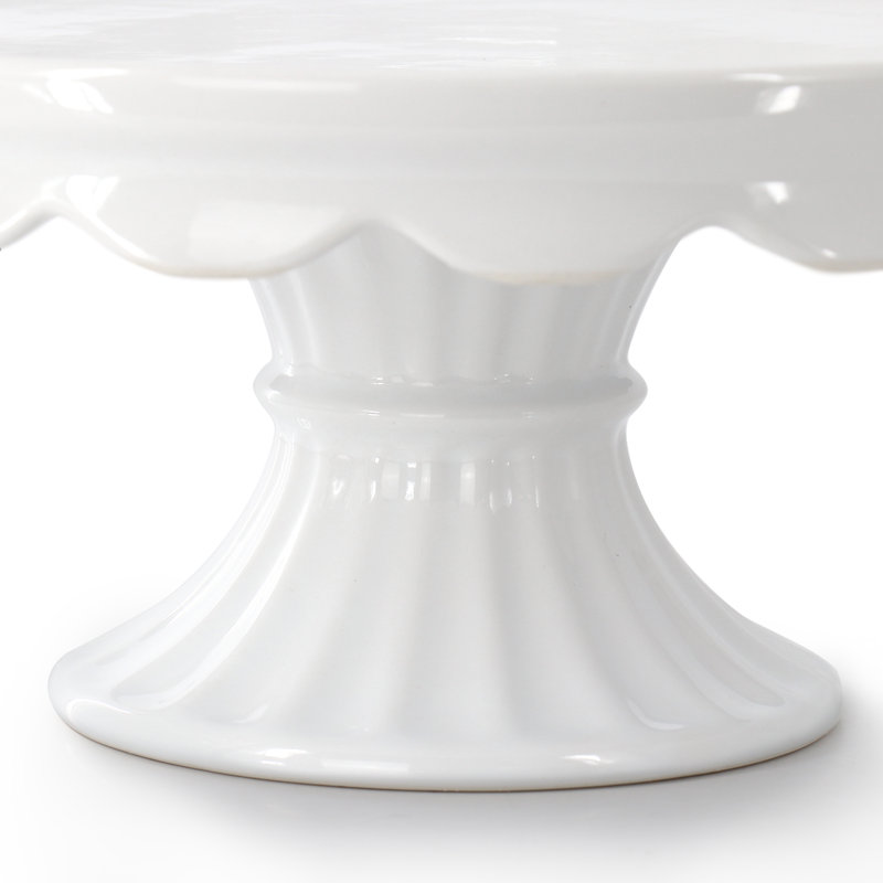 Laurie Gates 12.2 Inch Round Stoneware Footed Cake Stand in White