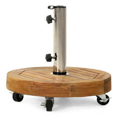 Umbrella Base, 30 Lbs, Made Of Wood, Stainless Steel And Concrete, 17.61" X 16.67 16.67" Steel, Style Product