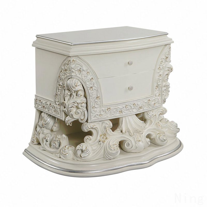 Table de chevet au fini blanc antique