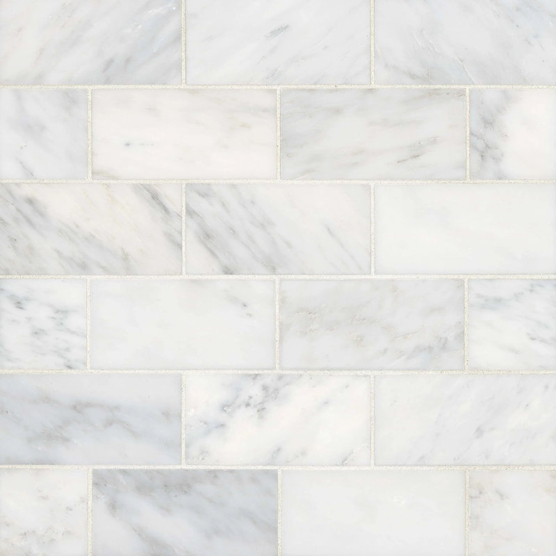 Carreau de marbre aiguisé 3 po x 6 po Ferrara, Bianco