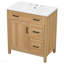 Meuble-lavabo de 30 po en bois avec cadre en bois massif, 1 porte à fermeture douce, 2 tiroirs à fermeture douce, tablette réglable, armoire de rangement moderne