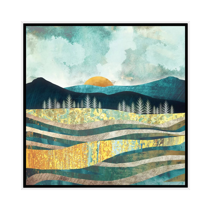 Fin d’été, H 26 po x l 26 po x P 1,5 po, Toile blanche encadrée
