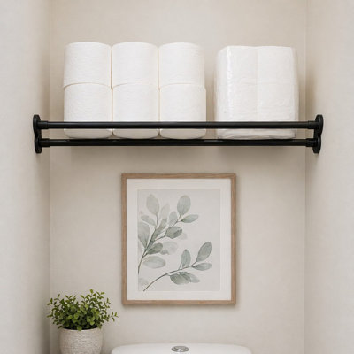 Tension Curtain Rod 32-94 Inches Extra Long Black Heavy Duty Tension Rods Adjustable Curtain Rod No Drilling Spring Loaded Tension Rod