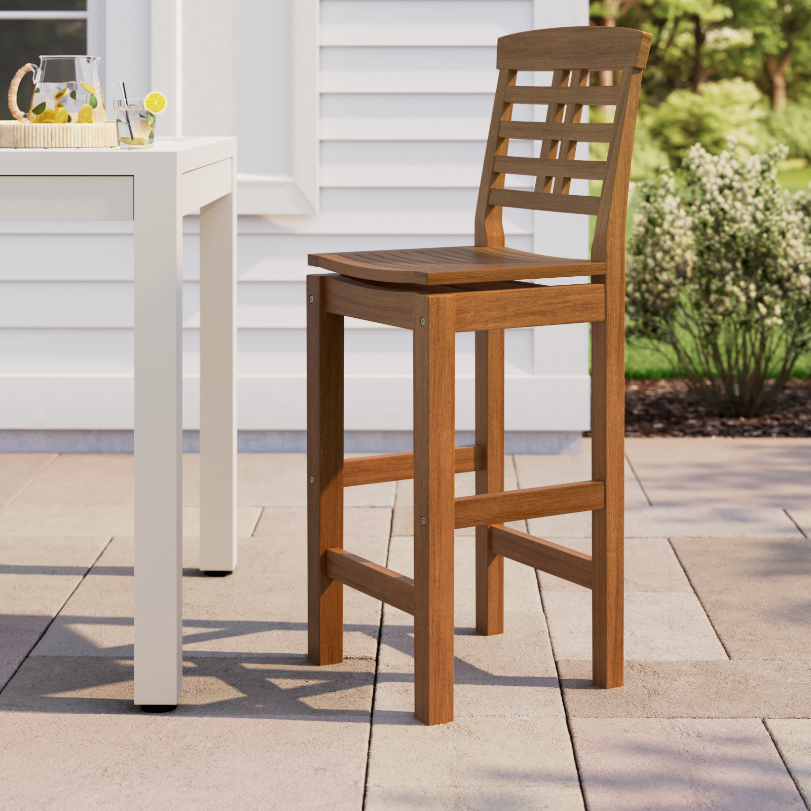 Benedetto 45'' Eucalyptus Outdoor Bar Stool