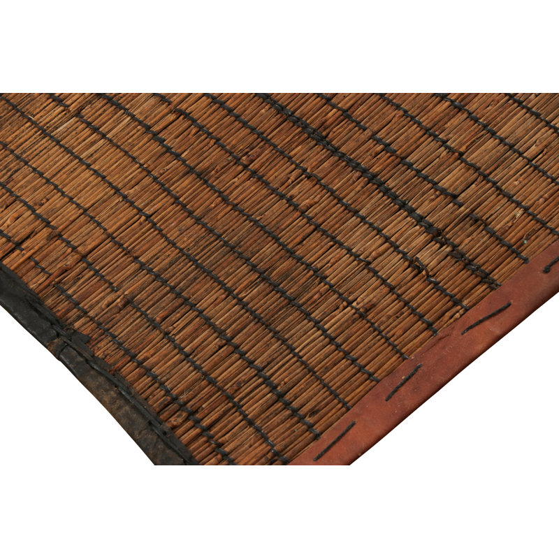 Vintage Tuareg Mat Runner, Luminous Bronze With Rich Brown Stripes - Rug & Kilim