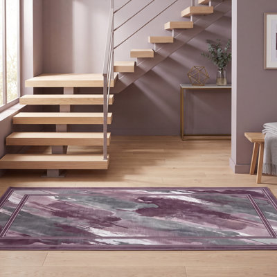 Tapis Chandler moderne à l'aquarelle abstraite grise et blanche, lavable en machine, antidérapant, à poils courts, pour intérieur et extérieur, adapté aux animaux domestiques, idéal pour le salon, la chambre, la salle à manger, l'entrée, le corridor ou le bureau.