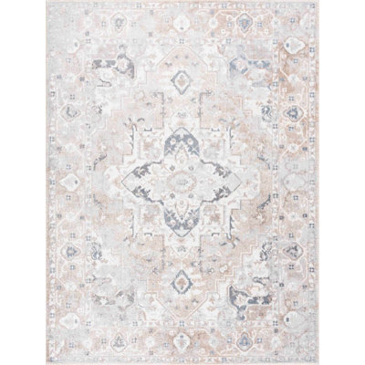 Brunetti Oriental Machine Washable Brown Area Rug