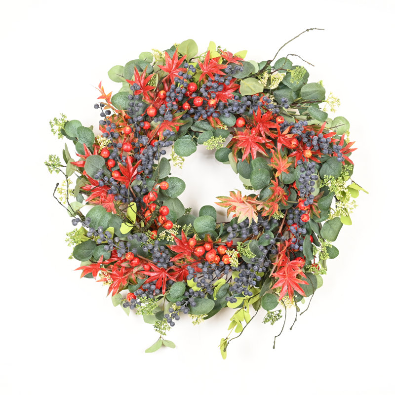 Couronne de porte artificielle d'automne 24 po