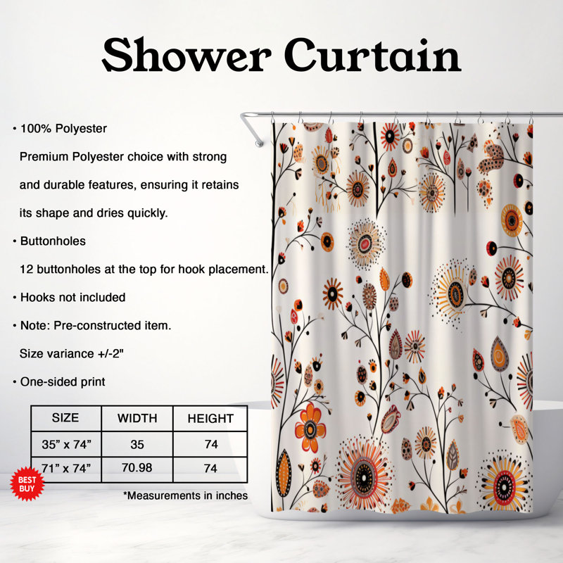Breisch Abstract Shower Curtain, 74"H x 71"W