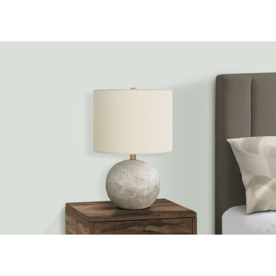 Lighting, 20"h, Table Lamp, Grey Concrete, Ivory / Cream Shade, Contemporary