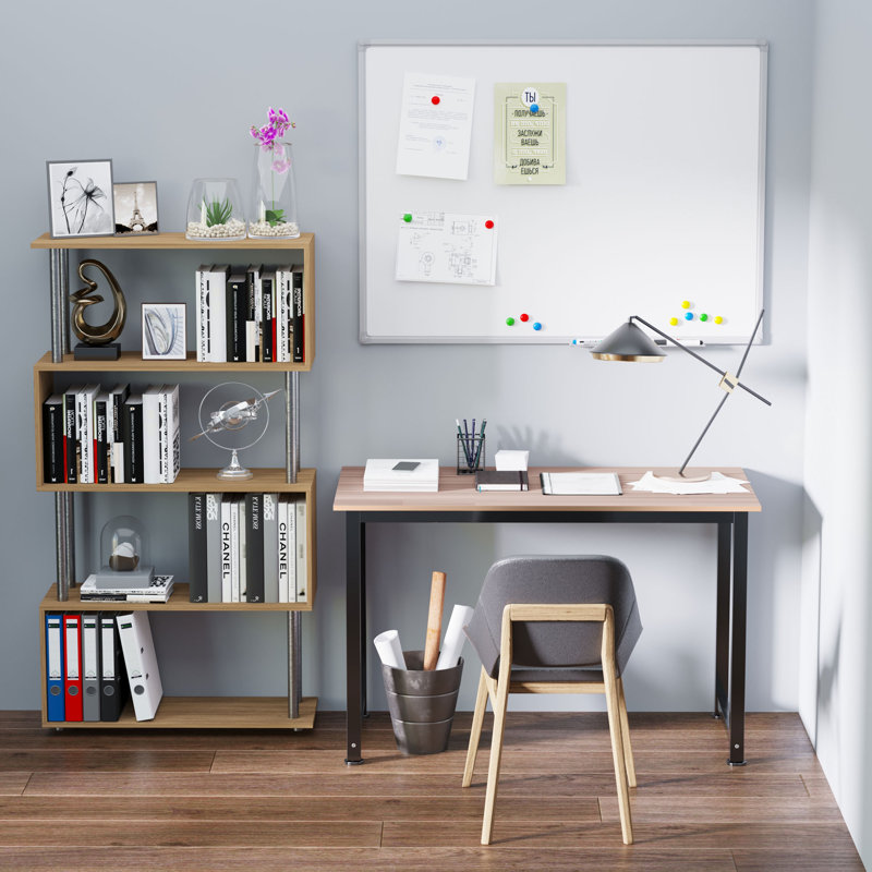 HOMCOM Computer Desk Writing Table Study Metal Frame 120 x 60 x 76cm, Brown/Black, 76cm H x 120cm W x 60cm D