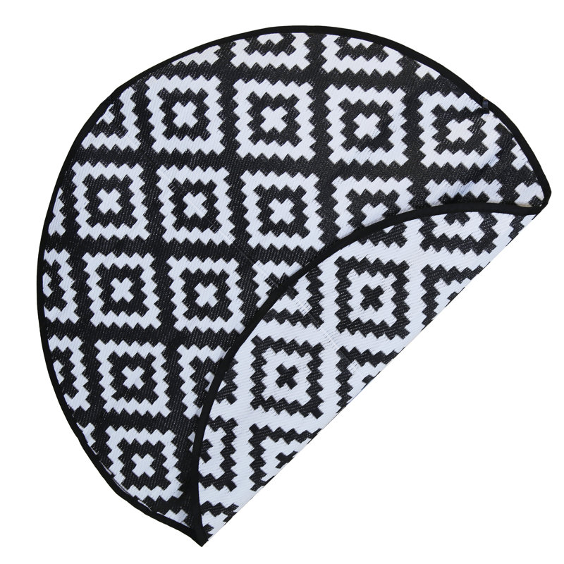 Tinisha Flatweave Black Rug, Round 150 cm