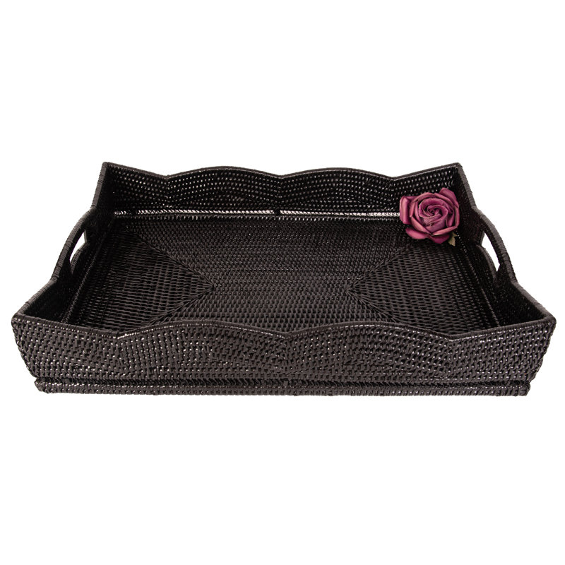 Plateau de table basse Landry, With Glass, Noir Tudor