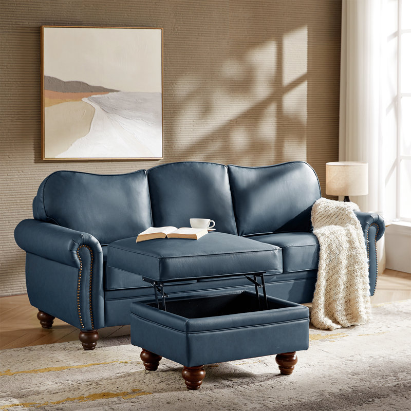 Dielle Transitional 2 Piece Sectional Sofa, Navy