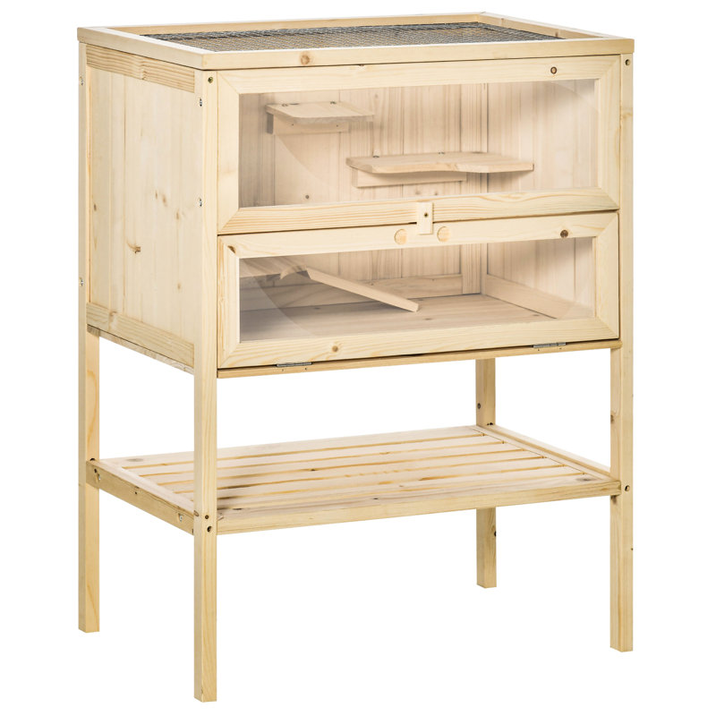 3 abris pour hamster - bois naturel et souris fonctionnelle avec rangement solide
