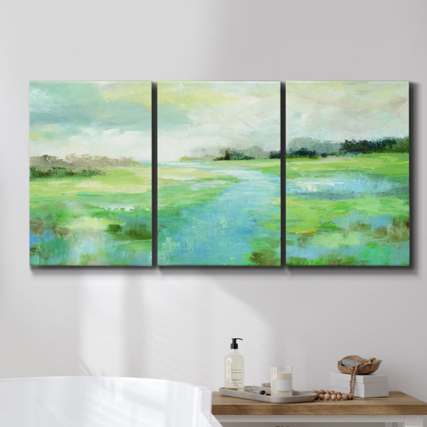 Wildon Home® Winding Stream On Canvas 3 Pieces Print | Wayfair
