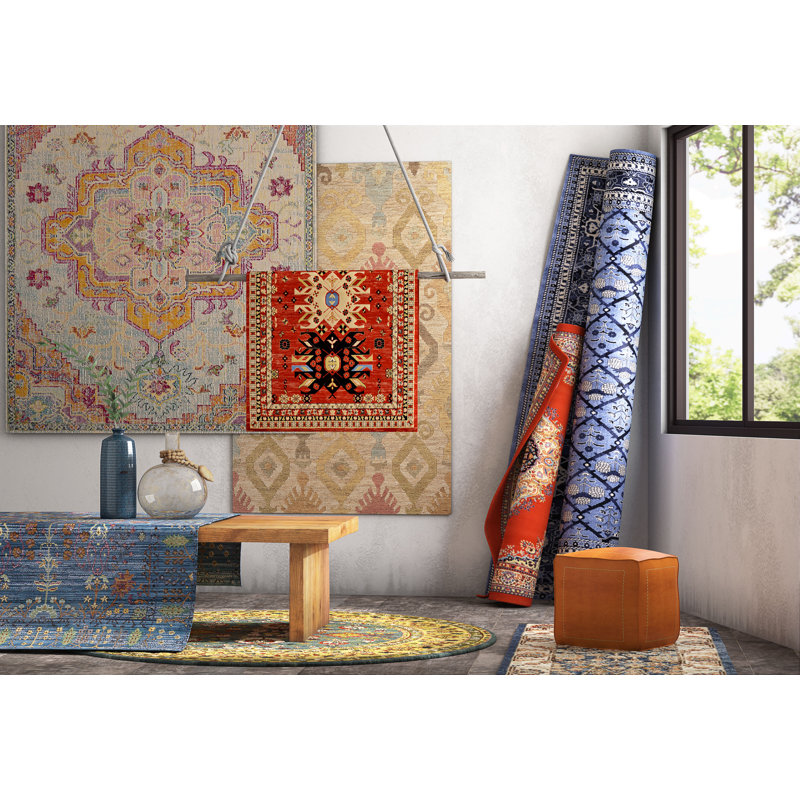 Tapis oriental en terre cuite Eesi, Rectangle 6 pi 1 po x 9 pi
