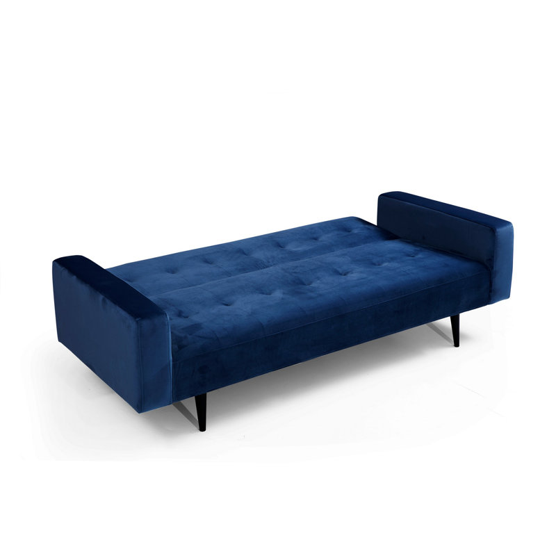 Canapé-lit à accoudoirs carrés 80,71 po, Bleu marine