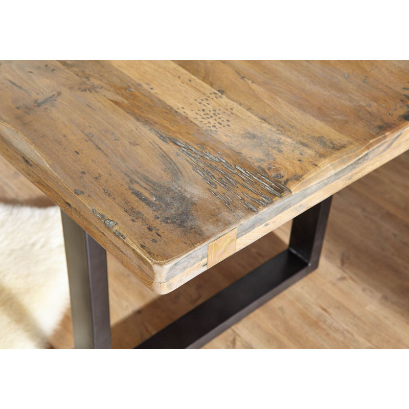 Railway Mango Rectangular Wood Top Dining Table with Stainless Steel Base, Ecru, H76 x L180 x W90cm