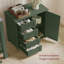 4-Tier Storage Cabinet With Drawer Bins And Open Shelving - Green Wooden Cabinet For Bathroom, Bedroom, Or Living Room Organization