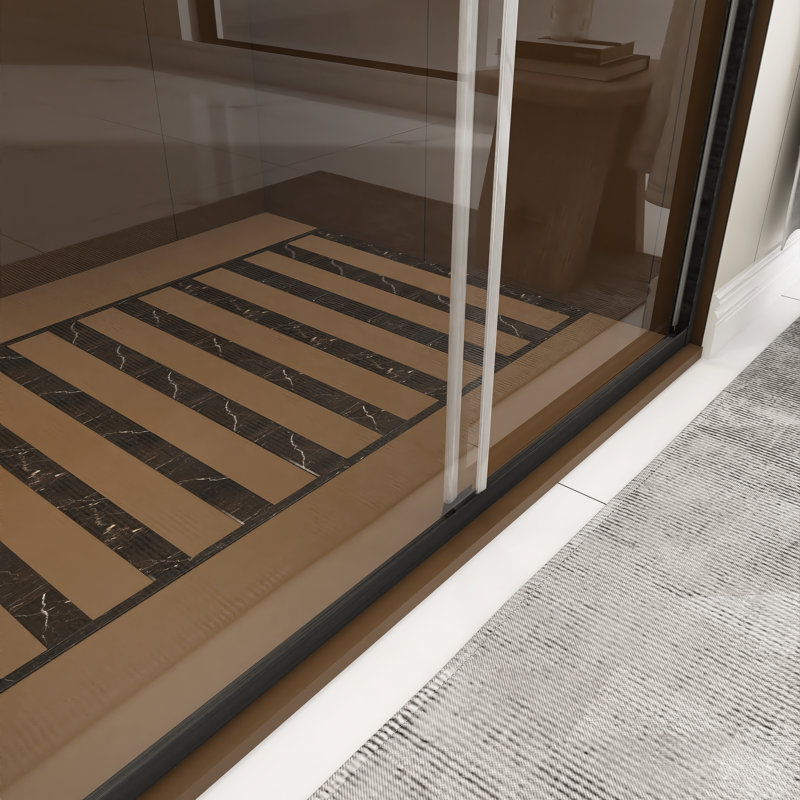 48'' - W x 72'' H Door Semi-Frameless Shower Door with Clear Glass