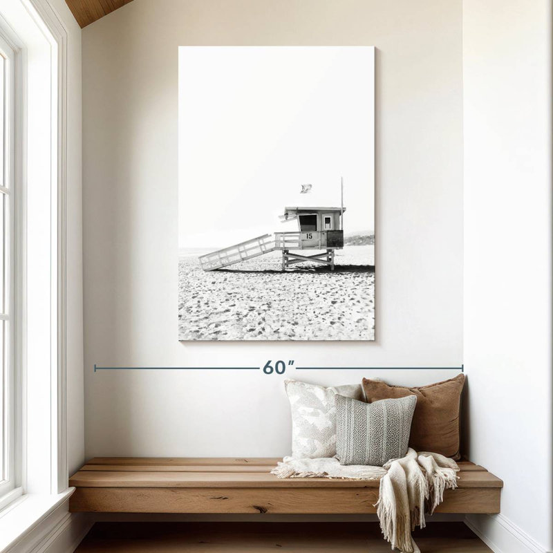 Cabane de sauveteur en noir et blanc, H 48 po x l 32 po