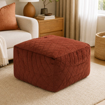 Upholstered Velvet Storage Pouf
