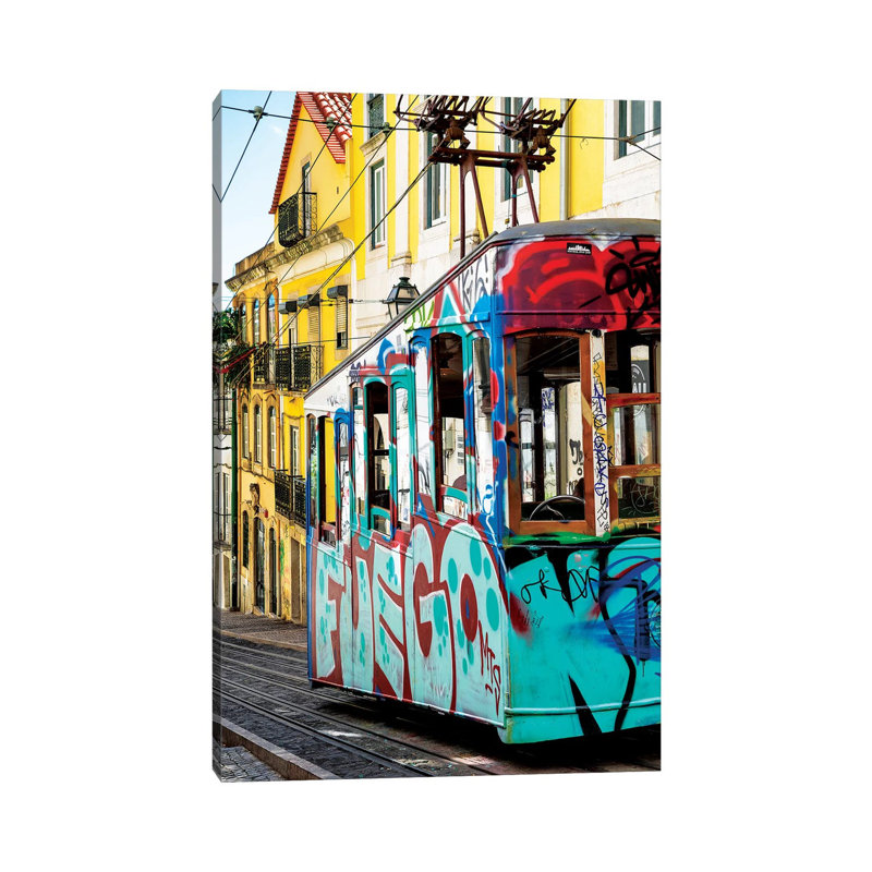 Graffiti Tramway Lisbon by Philippe Hugonnard - Wrapped Canvas Print, 20.32 cm H x 30.48 cm W