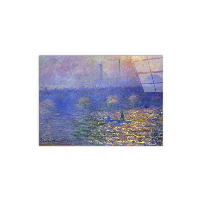 Waterloo Bridge by Monet Claude 57cm H X 76cm W CrystalArt Material Acrylic Glass Effect, Frameless Panel Lightweight Ready to Hang