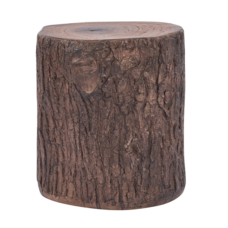 Olsin Outdoor Tree Stump MGO Side Table with Organic Sculptural Texture, Brown