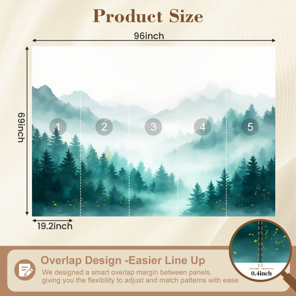 Red Barrel Studio Peel and Stick Wallpaper Misty Pine Forest Mountain ...