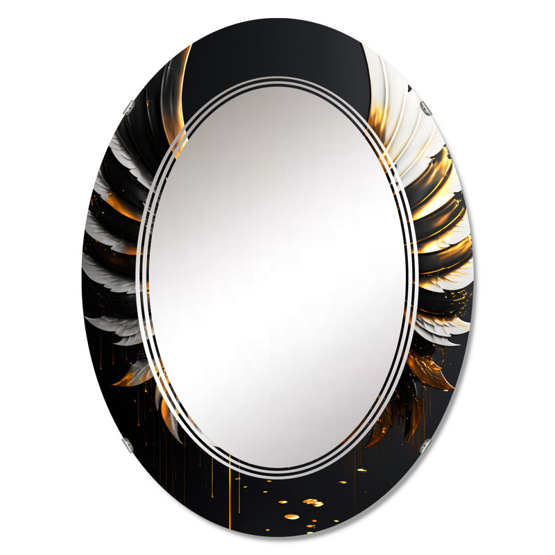 Miroir mural noir et doré Angel Wings IV - Wings Angel, 36 po x 24 po