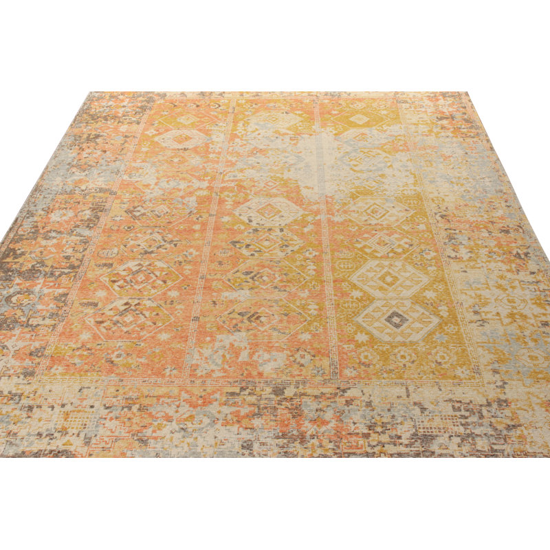 Distressed Homage Hand Knotted Wool Geometric Area Rug, Rectangle 12' x 15'