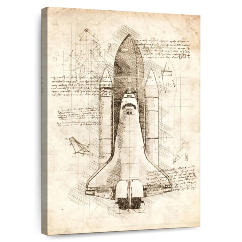 Oberle Space Shuttle Blueprint, 48" H x 32" W