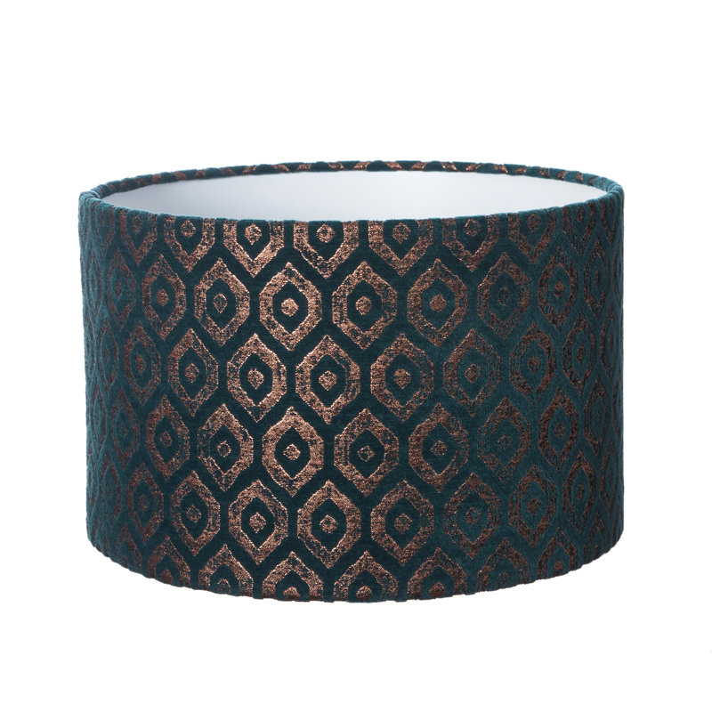20cm H Velvet Drum Lamp Shade ( Screw On ), Teal
