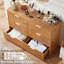 Commode 6 tiroirs en bois cannelé avec poignées en métal et rangement-1967982476