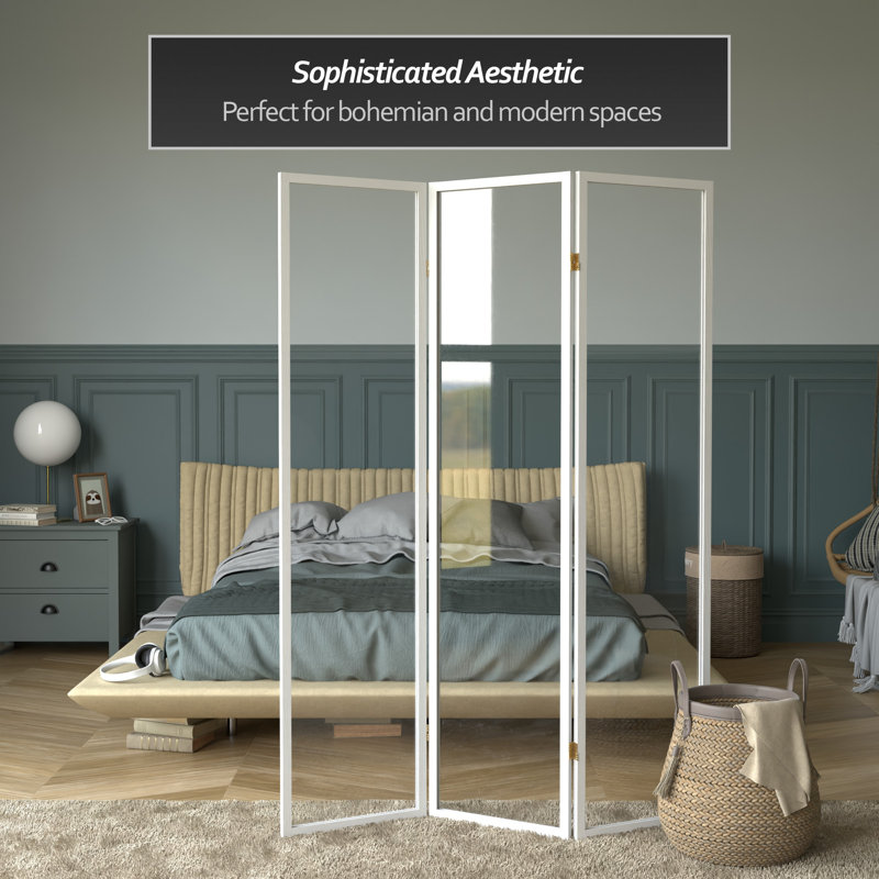 6 Ft. Tall Clear Screen Black 4 Panel, 3, 6 ft, White