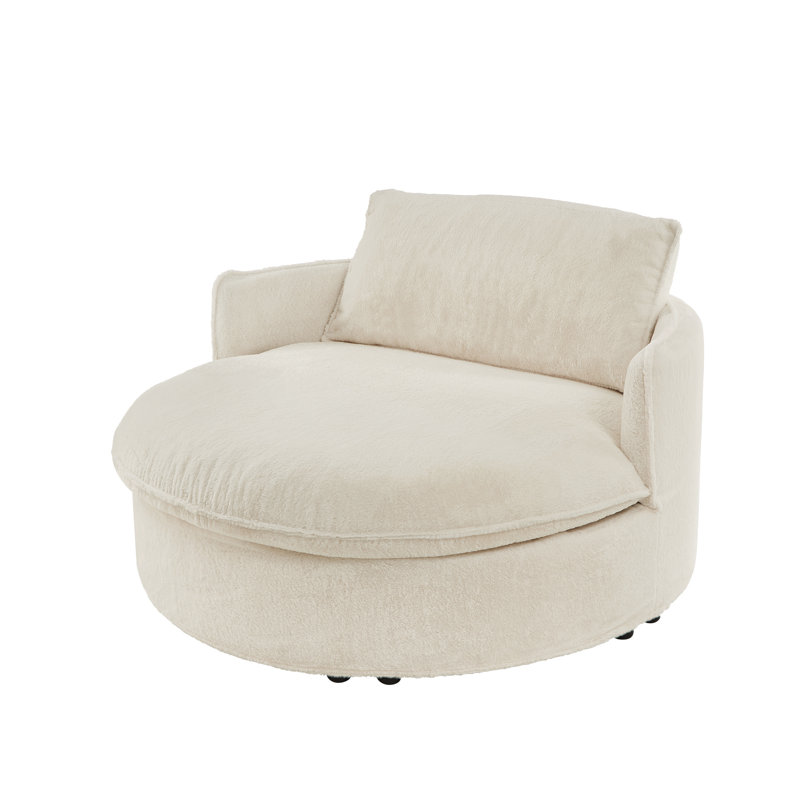 Canapé-lit rond 59 po en fausse fourrure, Beige