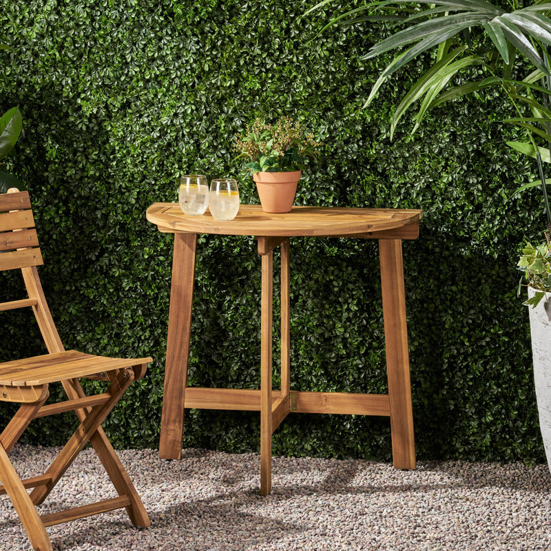 Table demi-ronde en bois naturel pliable pour bistro écoénergétique fabriqué en bois