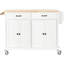 Chariot pour îlot de cuisine avec plateau en bois massif et roulettes verrouillables, largeur de 54,3 po, armoire à 4 portes et deux tiroirs-975387