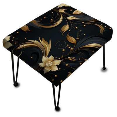 Repose-pieds rectangulaire noir et doré Intrigue Elegance I