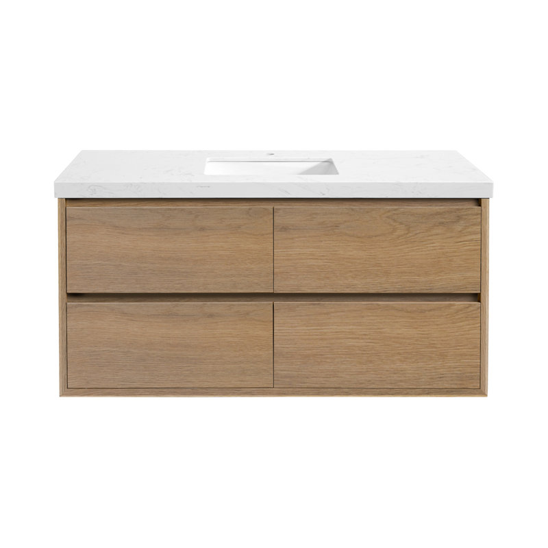 Meuble-lavabo mural simple avec comptoir et lavabos, 48"