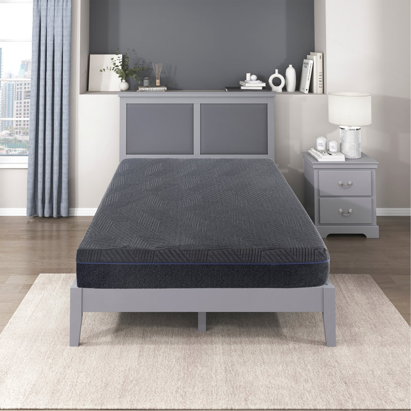 Matelas en mousse viscoélastique infusée de gel de thé vert 11 pouces, gris, matelas dans une boîte, Très grand lit