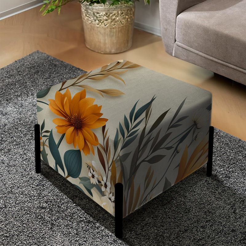 Orange And Green Natural Botanical Harmony - Botanical Square Ottoman