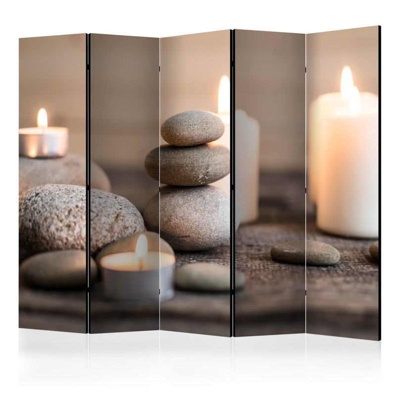 225cm W x 172cm H 5 - Panel Wood Folding Room Divider