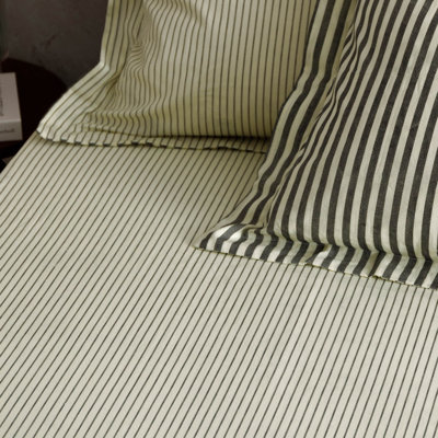 Sigita Mélange Striped 100% Cotton Standard Fitted Sheet