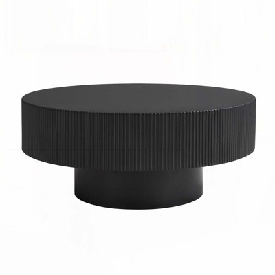 Modern Minimalist Round Coffee Table | 6.8'' Thick Fluted Tabletop | Sturdy Base | Easy Assembly for Living Room