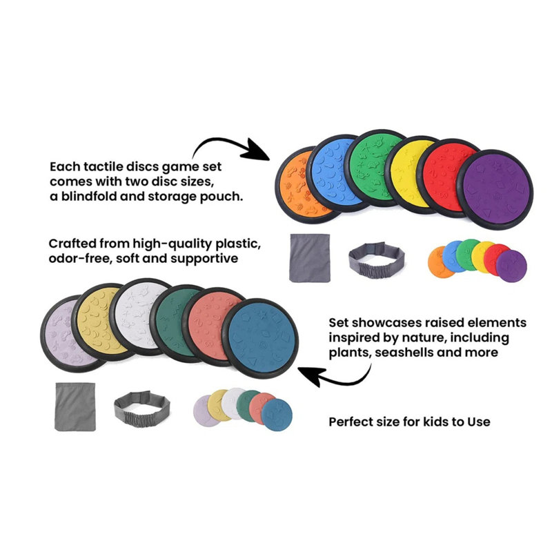 KORE Design Sensory Game Tiles – Set of 12 in Assorted Colors, Includes 6 Large and 6 Small Tiles for Interactive Play