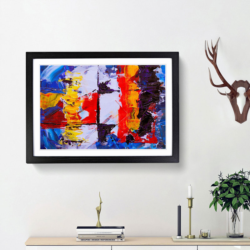 Abstract Art Painting Vol.478 by S.Johnson - Picture Frame Painting Print on MDF, 48cm H x 65cm W x 2cm D, Black Framed