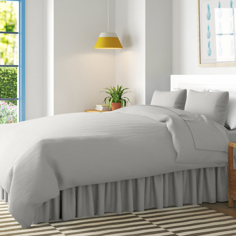 Percale Valance Sheet Polycotton Solid Colour Bed Sheet Single Double King Super King Machine Washable High Quality, Silver